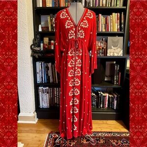 Free People Red Floral Maxi Dress